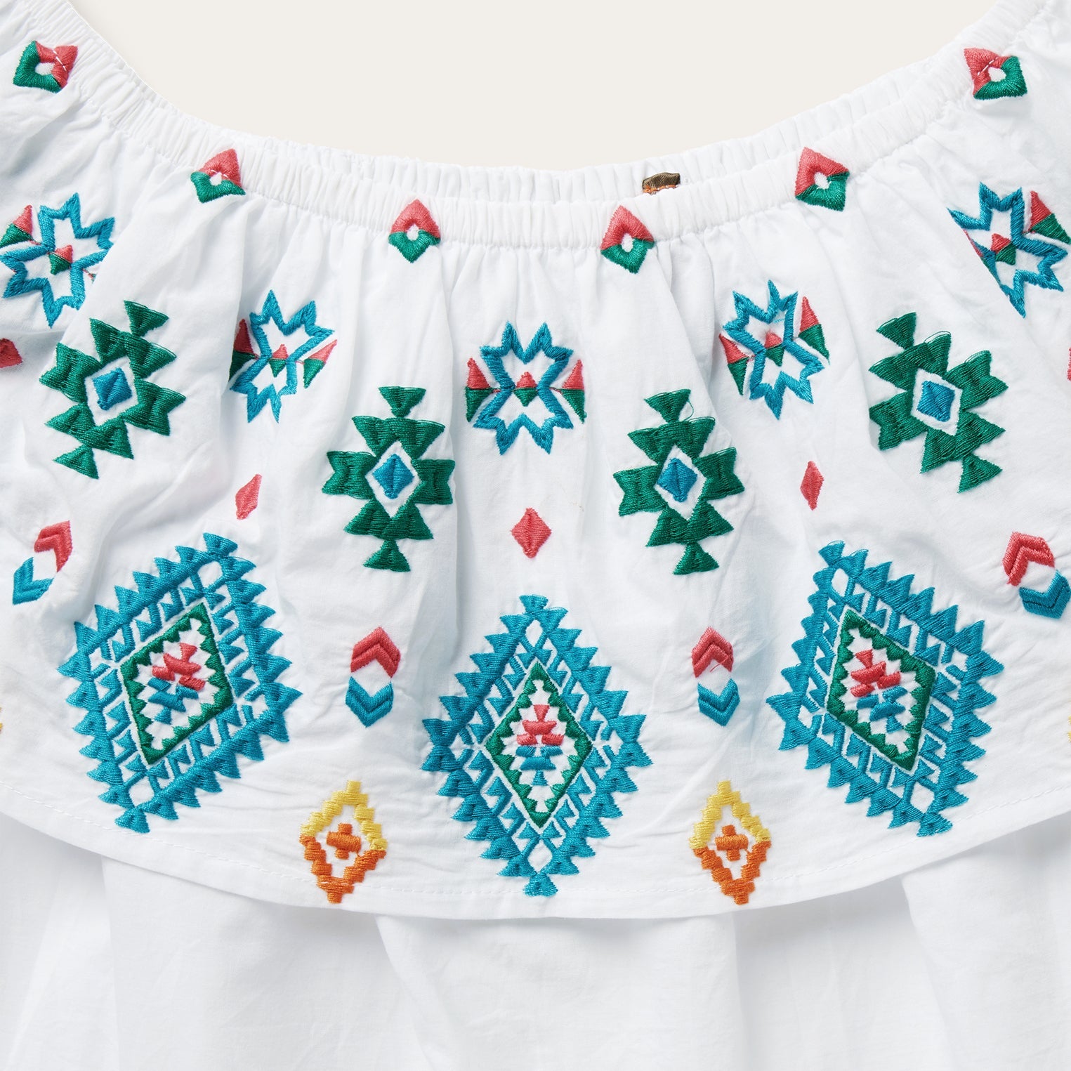 Bright Schiffli Embroidered White Cotton Lawn Blouse White | Stetson