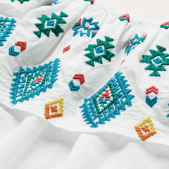 Bright Schiffli Embroidered White Cotton Lawn Blouse White | Stetson