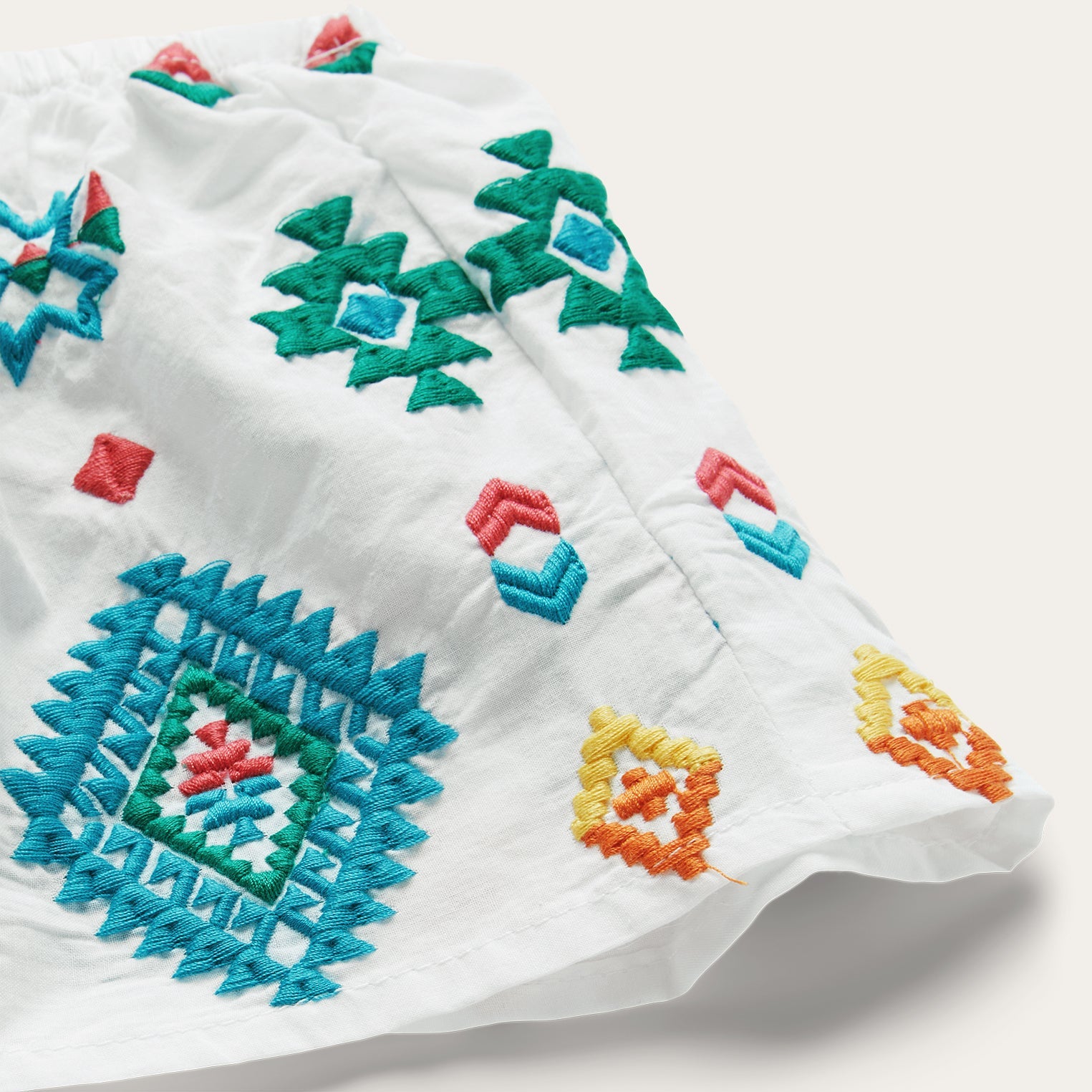 Bright Schiffli Embroidered White Cotton Lawn Blouse White | Stetson
