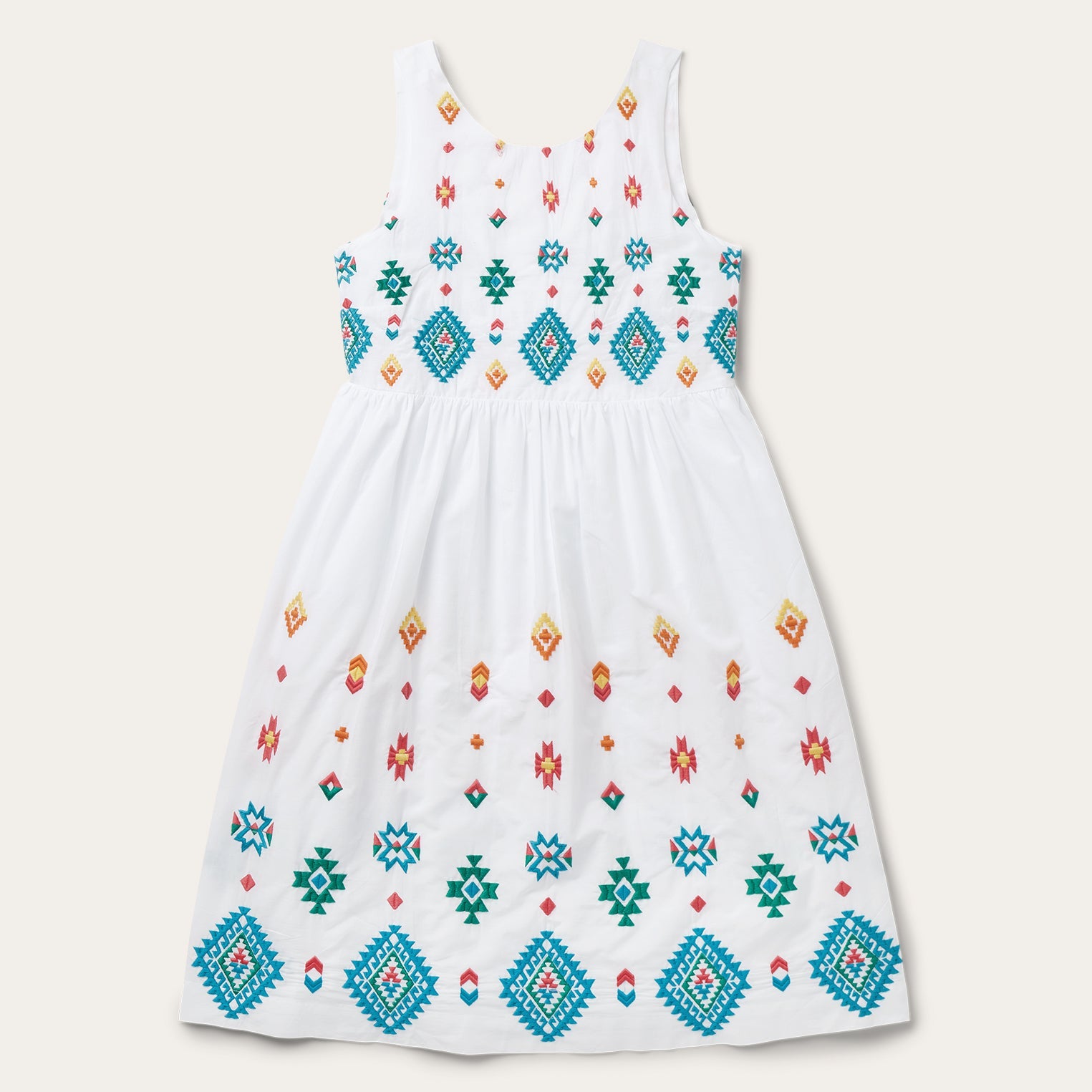 Bright Schiffli Embroidered White Cotton Lawn Dress White | Stetson