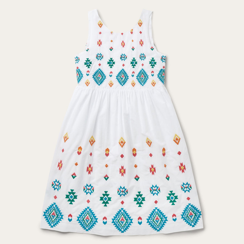 Bright Schiffli Embroidered White Cotton Lawn Dress White | Stetson