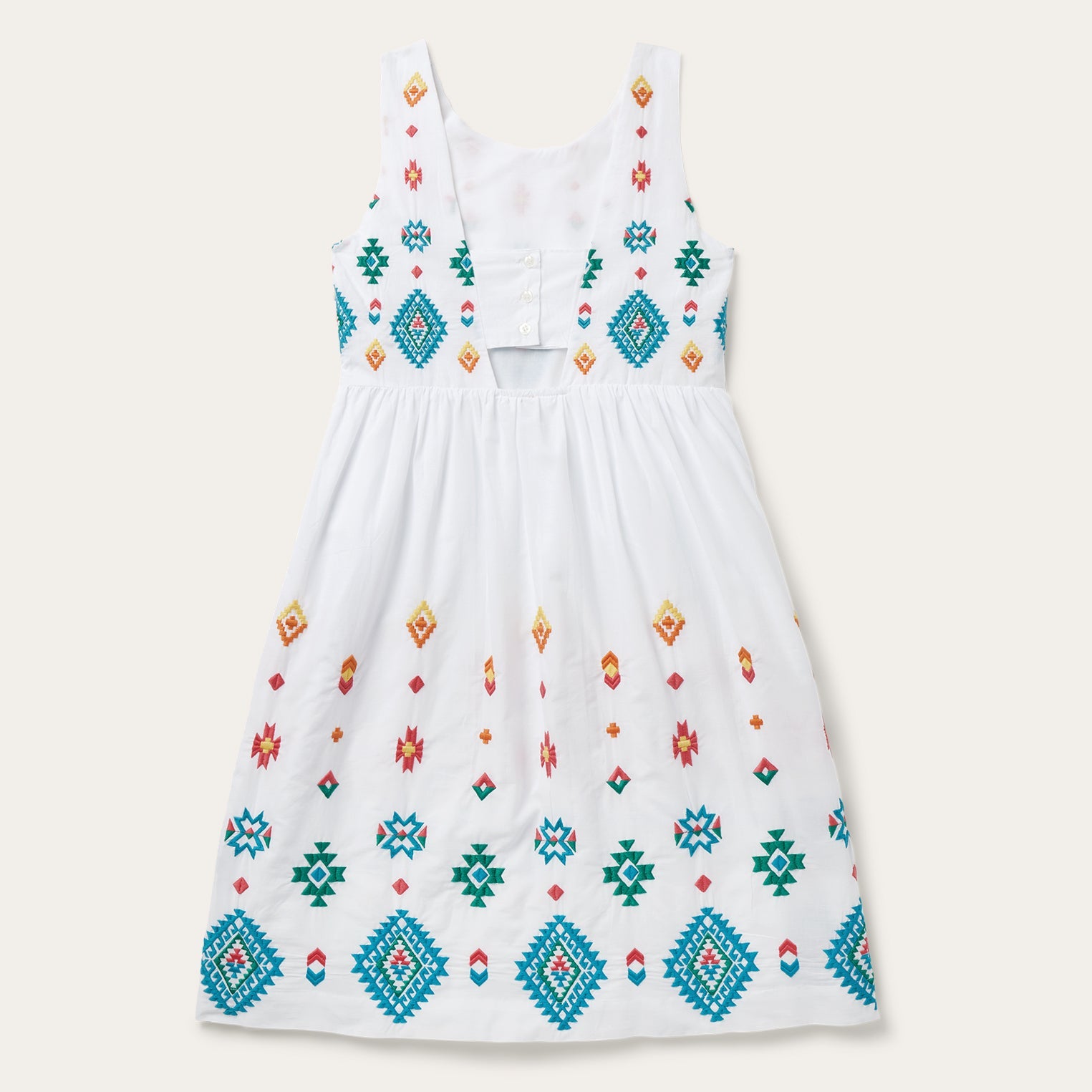 Bright Schiffli Embroidered White Cotton Lawn Dress White | Stetson