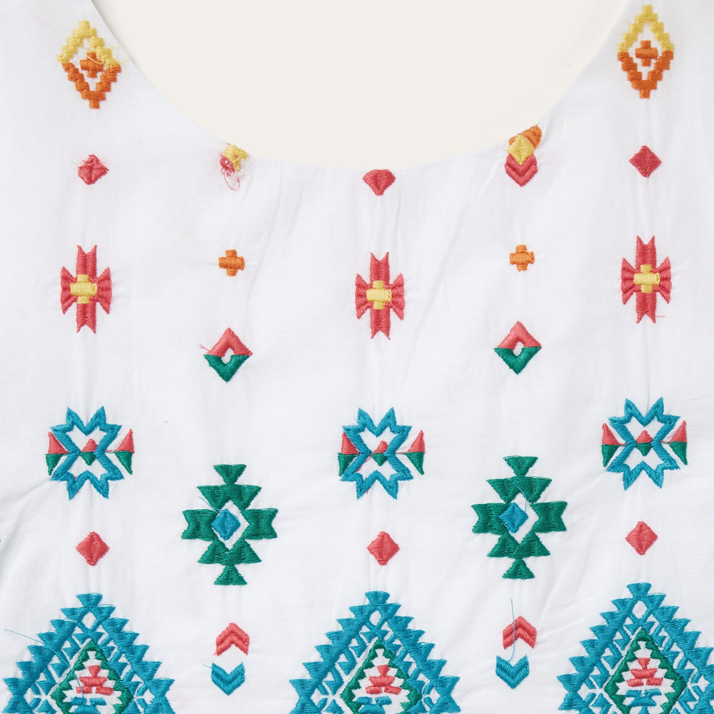 Bright Schiffli Embroidered White Cotton Lawn Dress White | Stetson