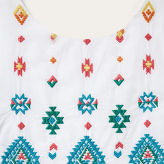 Bright Schiffli Embroidered White Cotton Lawn Dress White | Stetson