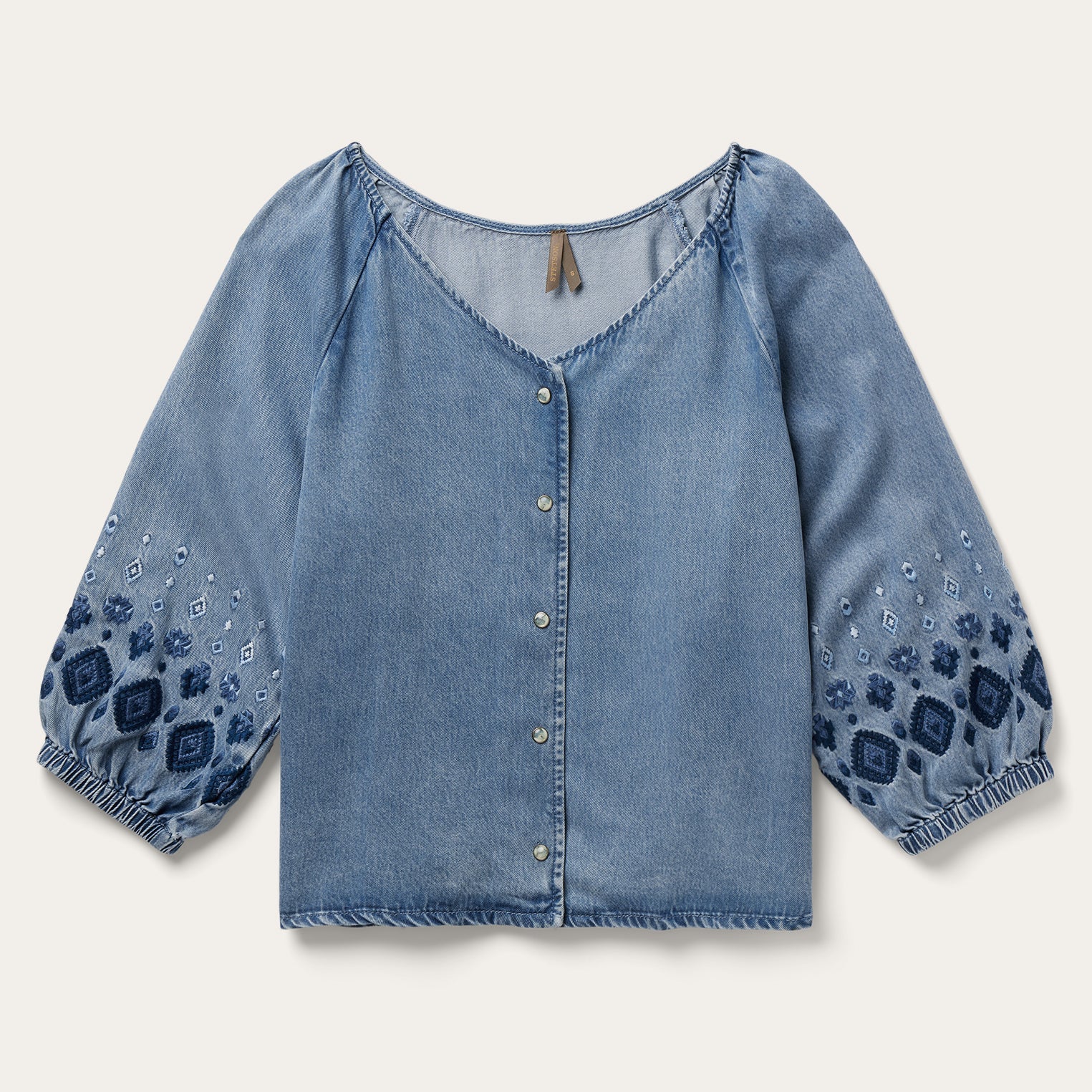 Denim Snap Front Blouse Blue | Stetson