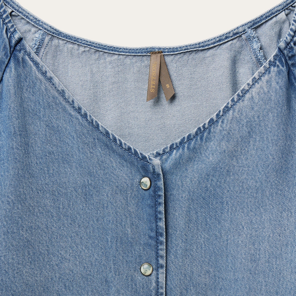Denim Snap Front Blouse Blue | Stetson