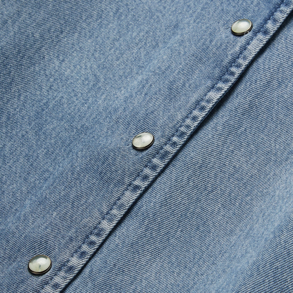 Denim Snap Front Blouse Blue | Stetson