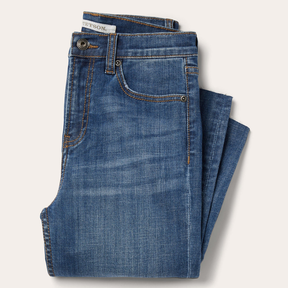 915 High Rise Straight Fit Crop Jeans Blue | Stetson