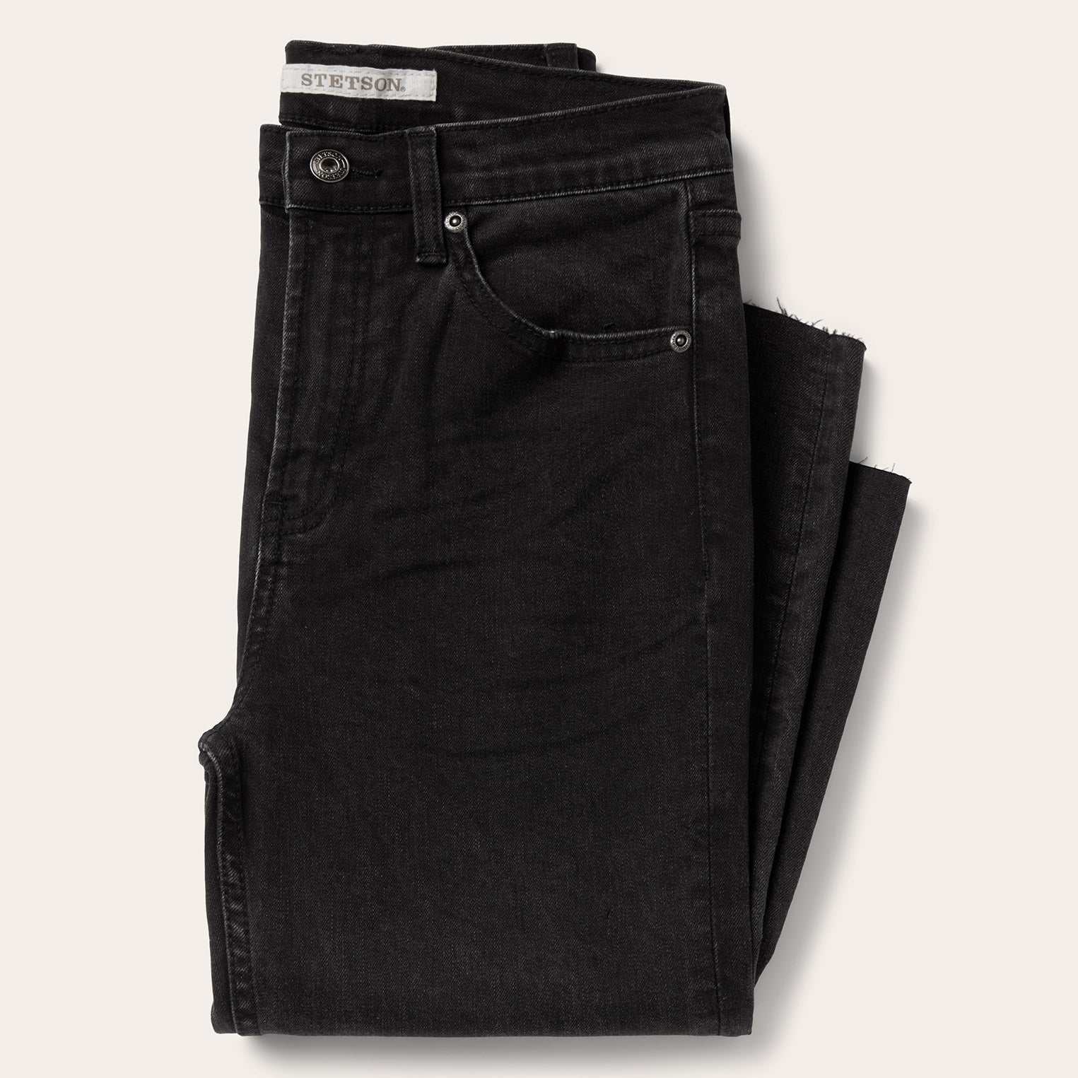 915 High Rise Straight Fit Crop Jeans Black | Stetson