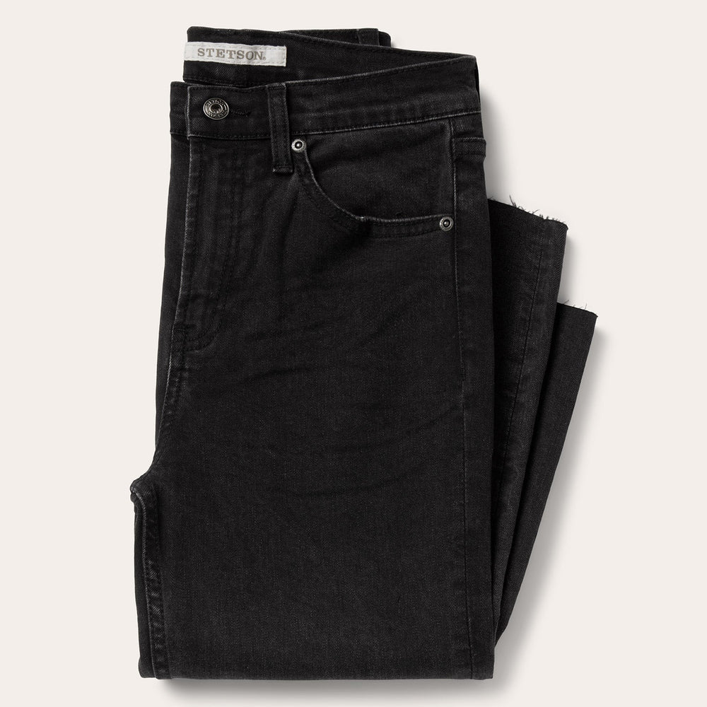 915 High Rise Straight Fit Crop Jeans Black | Stetson