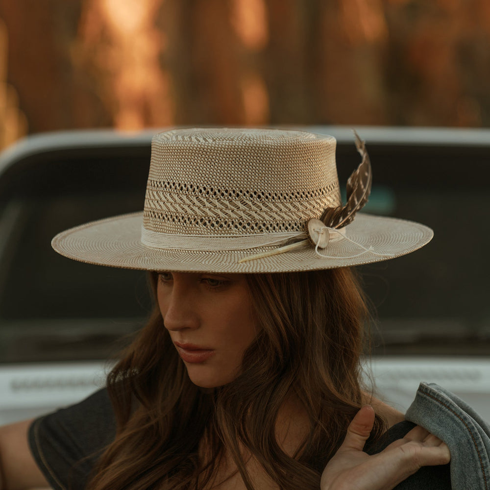 Batterson Straw Hat Ivory/Tan | Stetson