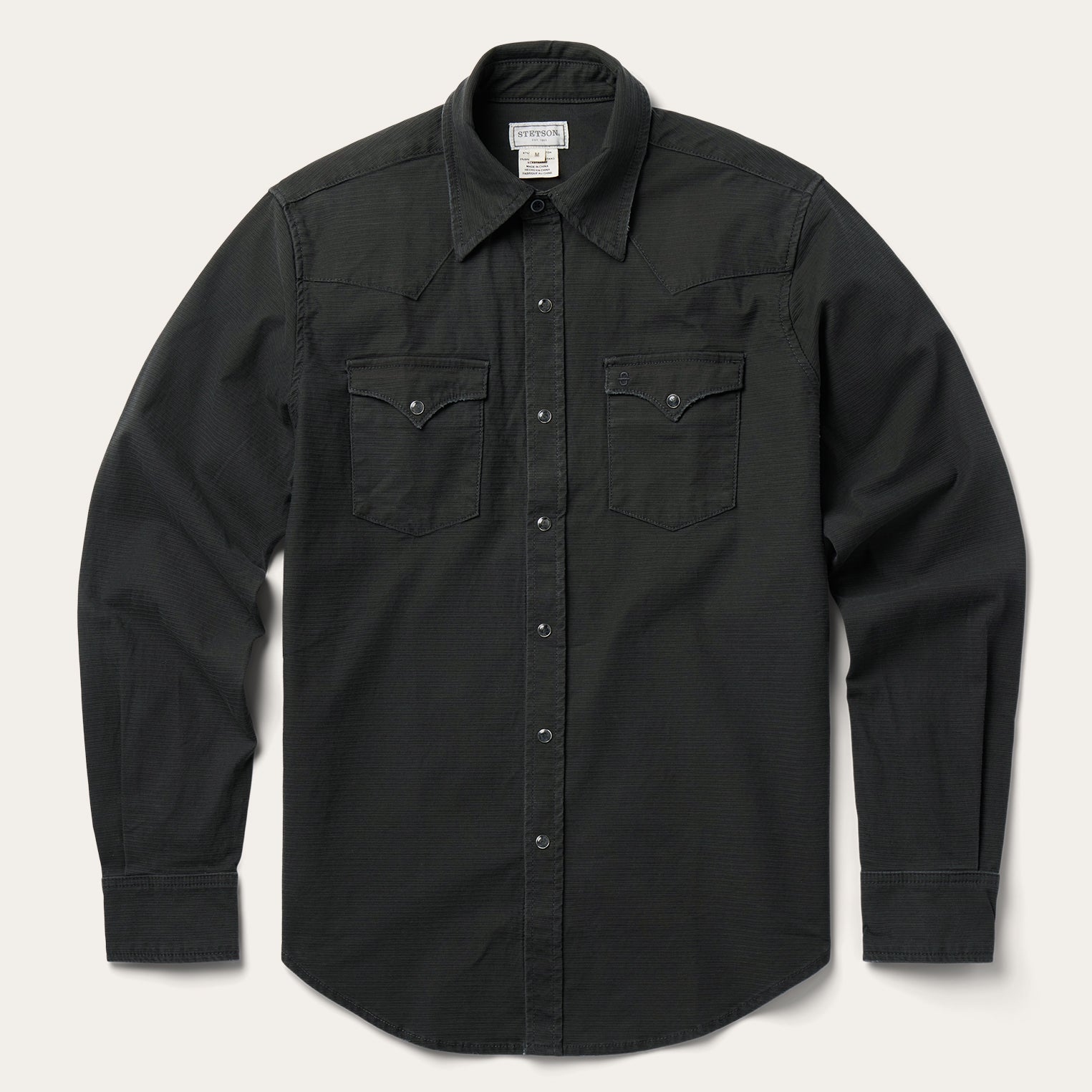 Charcoal Corded Denim Shirt Grey | Stetson