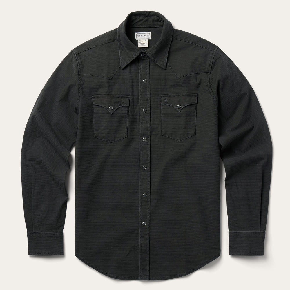 Charcoal Corded Denim Shirt Grey | Stetson