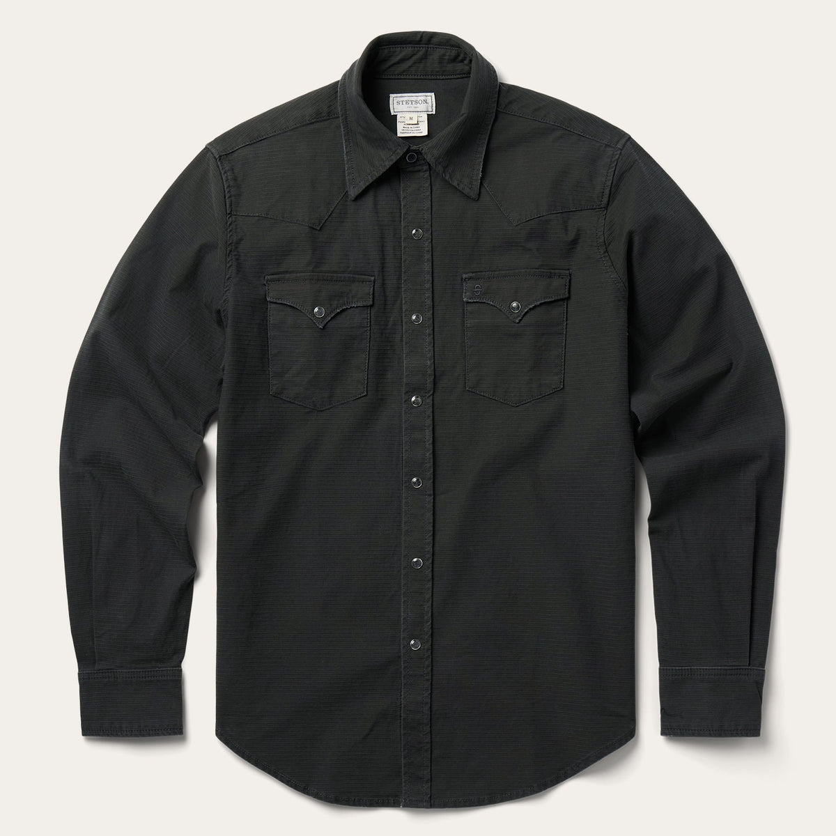 Charcoal Corded Denim Shirt Grey | Stetson