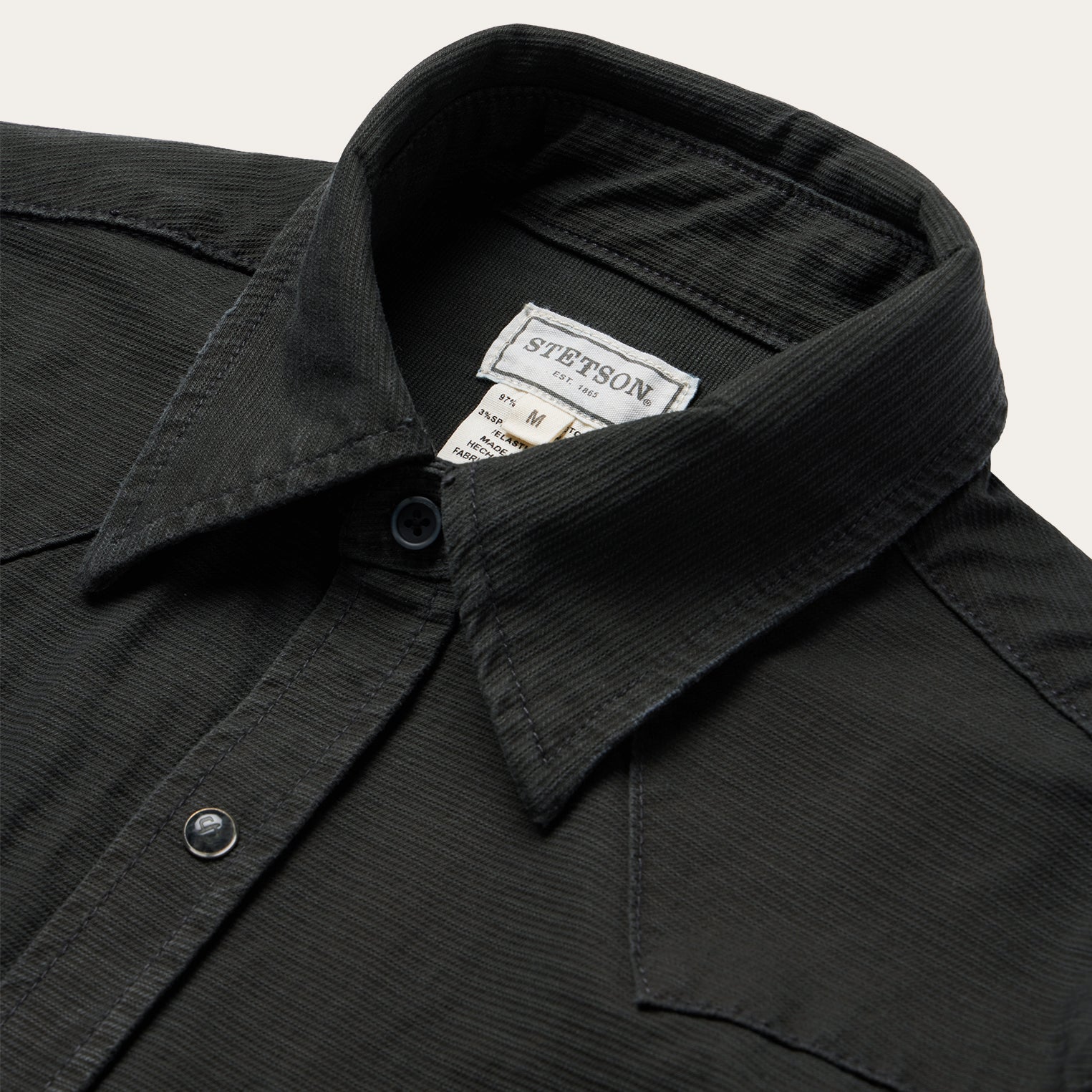Charcoal Corded Denim Shirt Grey | Stetson