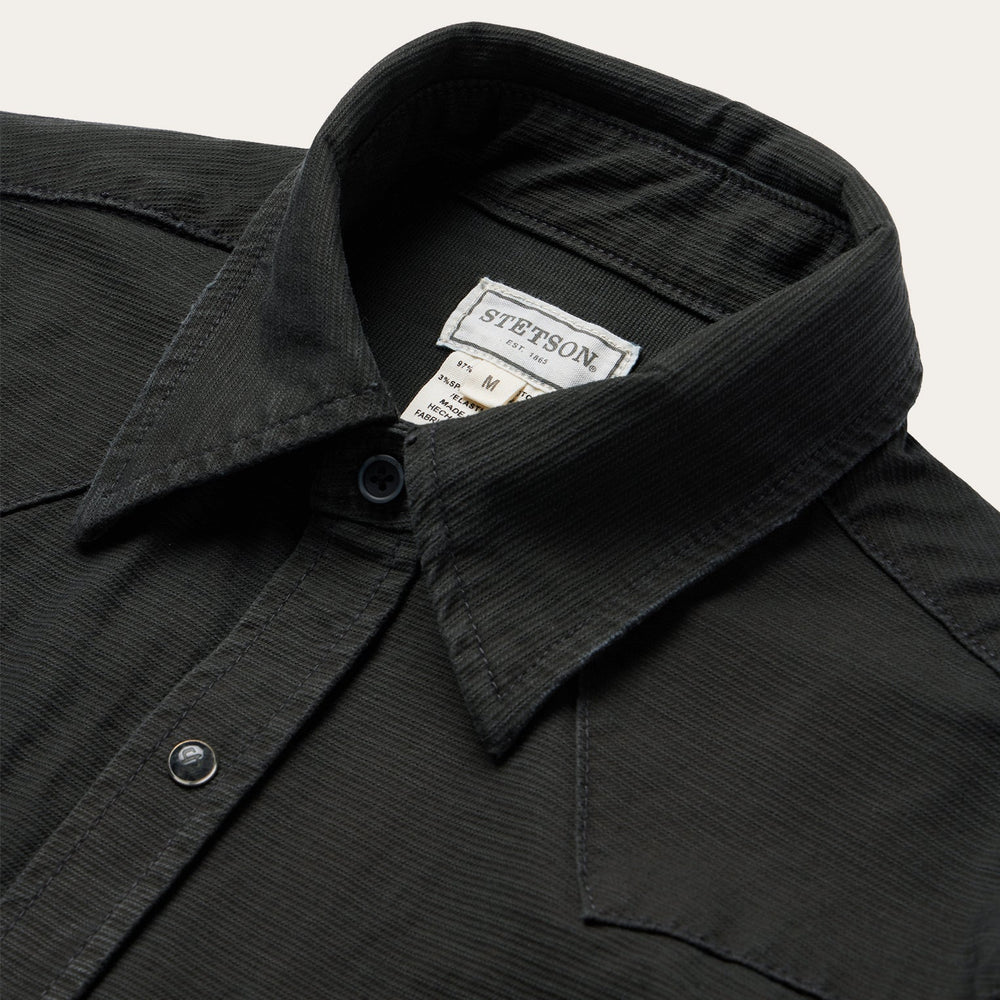 Charcoal Corded Denim Shirt Grey | Stetson