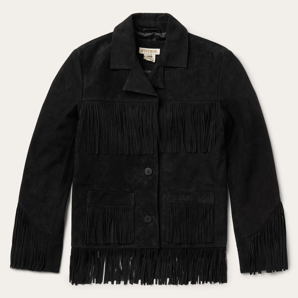 Fringe Suede Jacket Black | Stetson