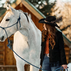 Fringe Suede Jacket Black | Stetson