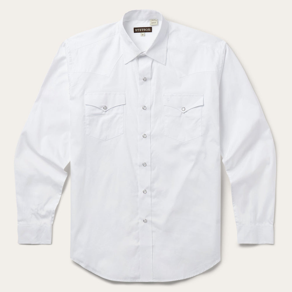 White Pinpoint Oxford Western Shirt White | Stetson