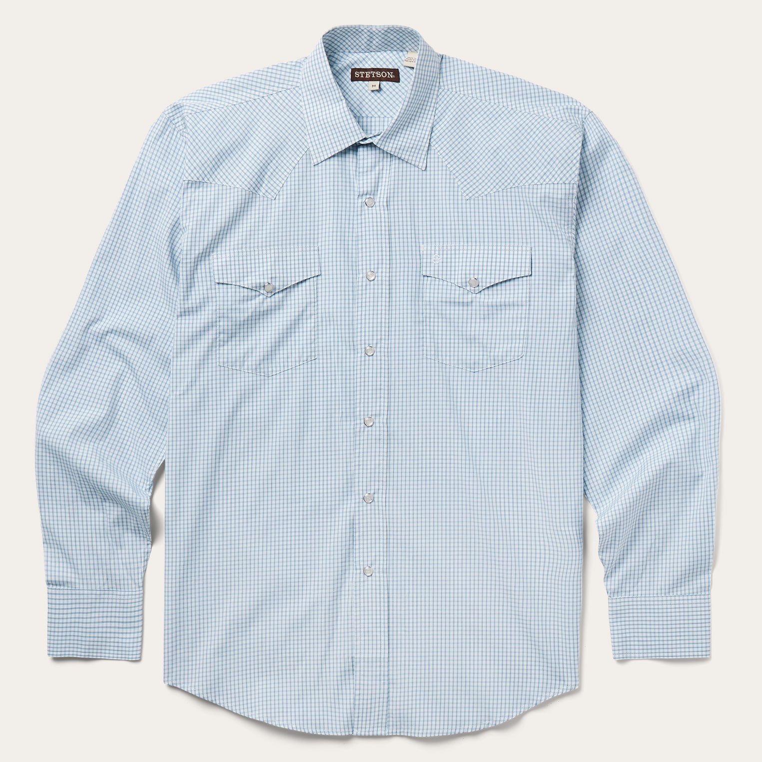 Two Stripe Check Western Shirt Blue | Stetson