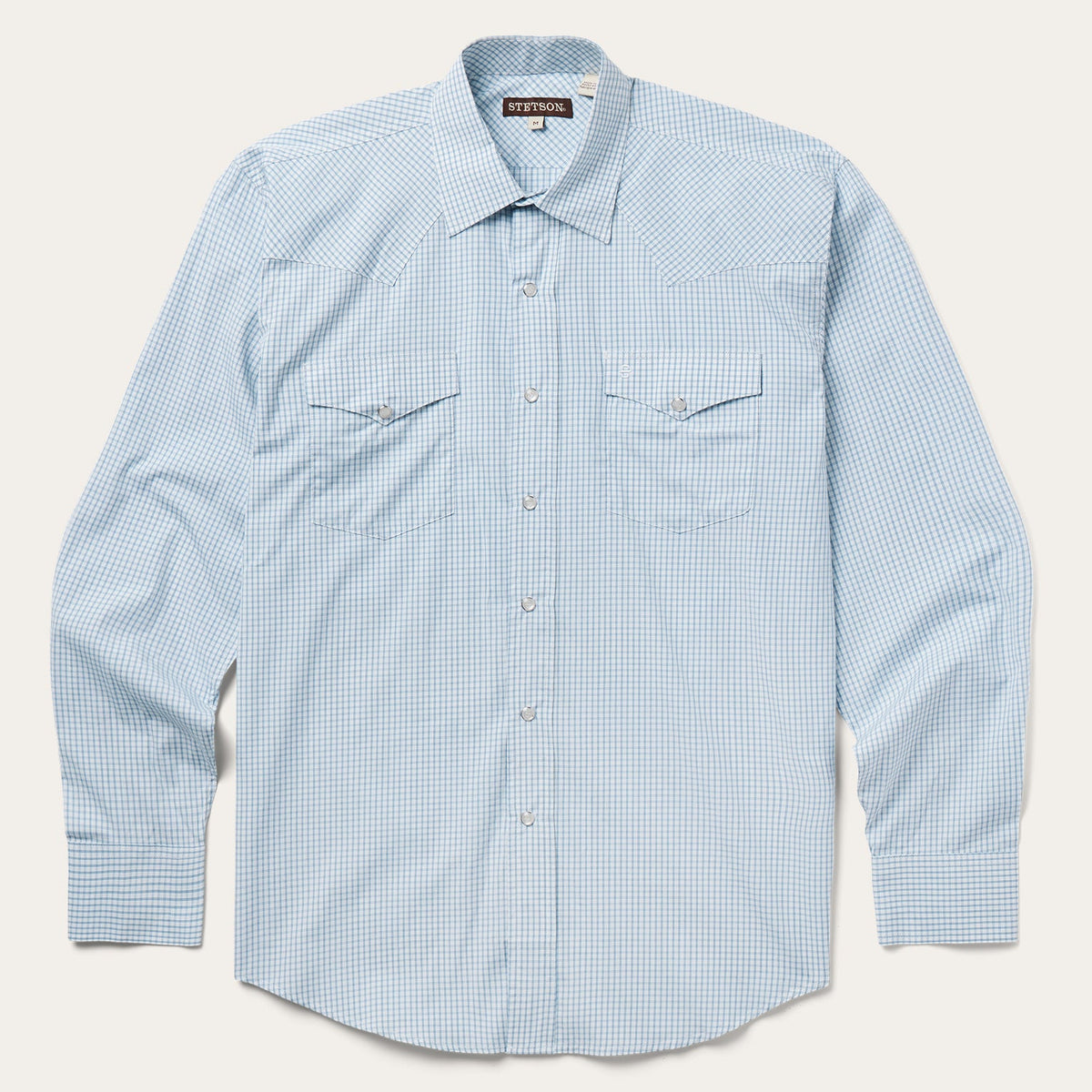 Two Stripe Check Western Shirt Blue | Stetson