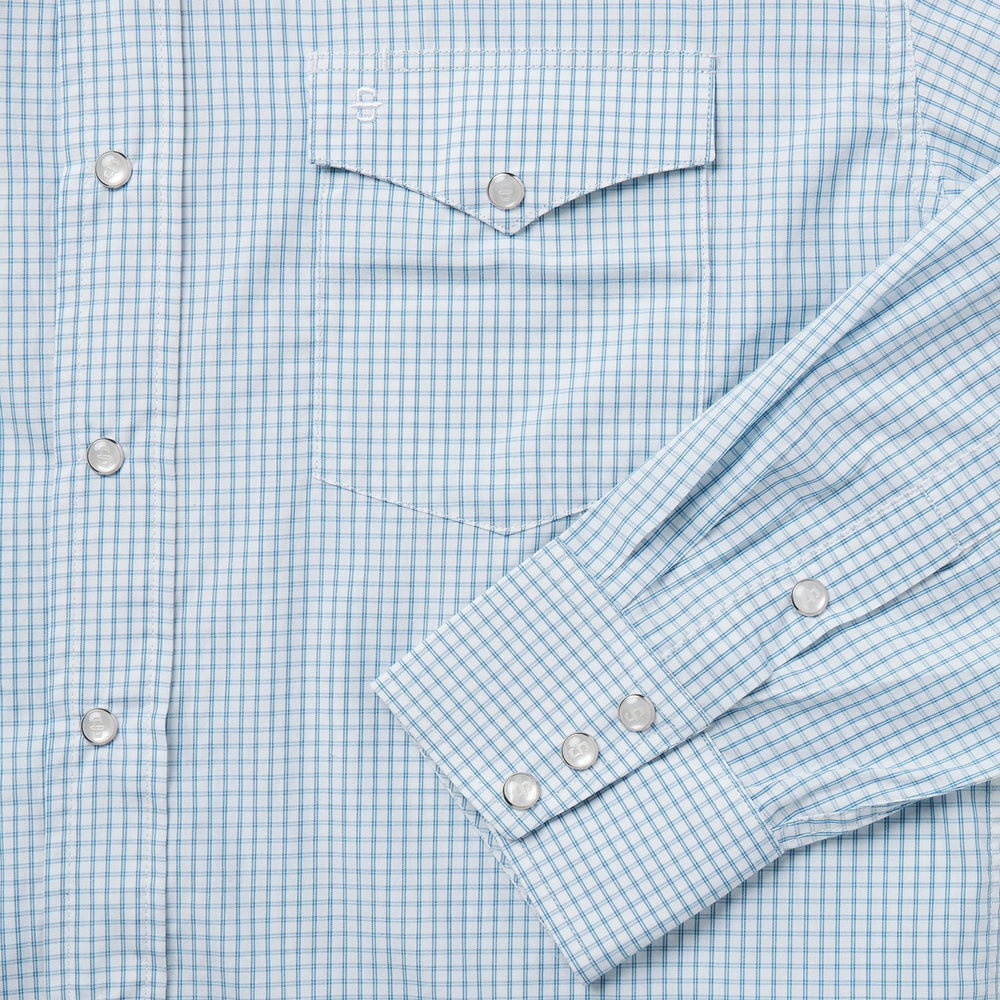 Two Stripe Check Western Shirt Blue | Stetson