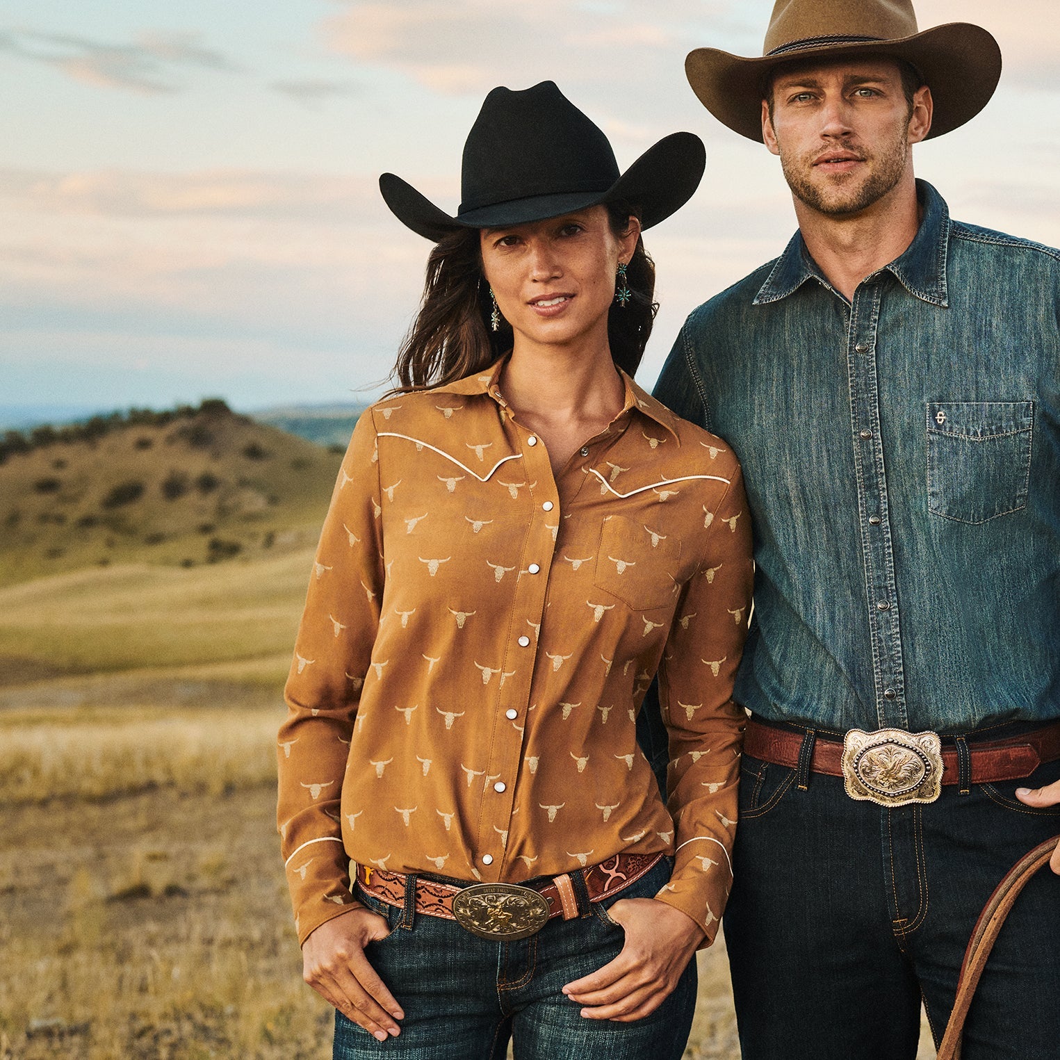 Mojave Longhorn Print Snap Western Shirt Brown | Stetson