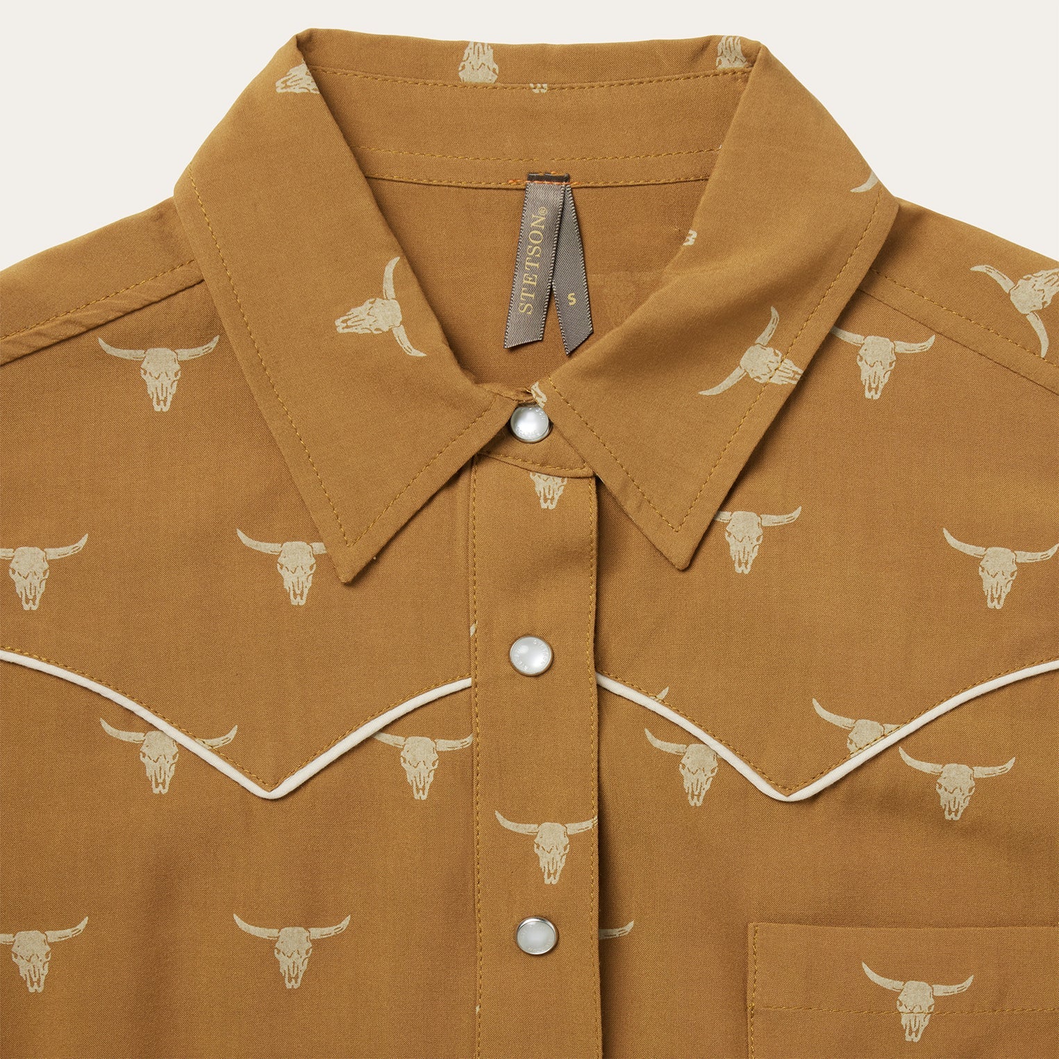 Mojave Longhorn Print Snap Western Shirt Brown | Stetson