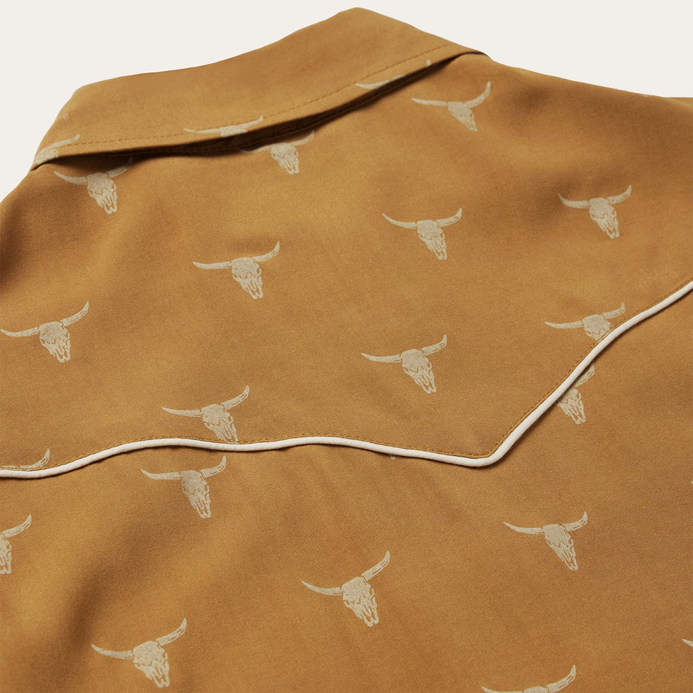 Mojave Longhorn Print Snap Western Shirt Brown | Stetson