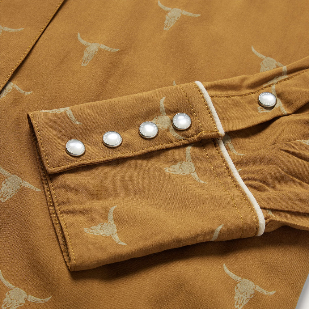 Mojave Longhorn Print Snap Western Shirt Brown | Stetson