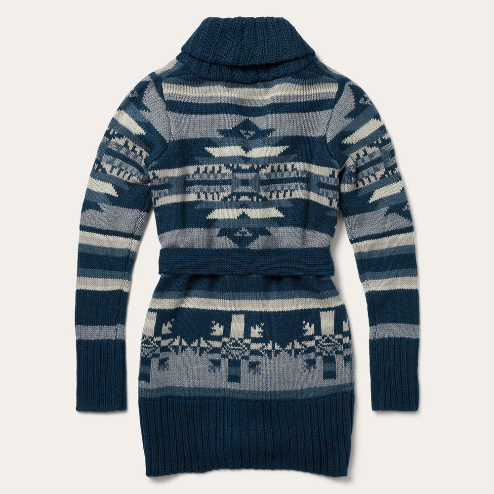 Indigo Aztec Belted Cardigan Blue | Stetson