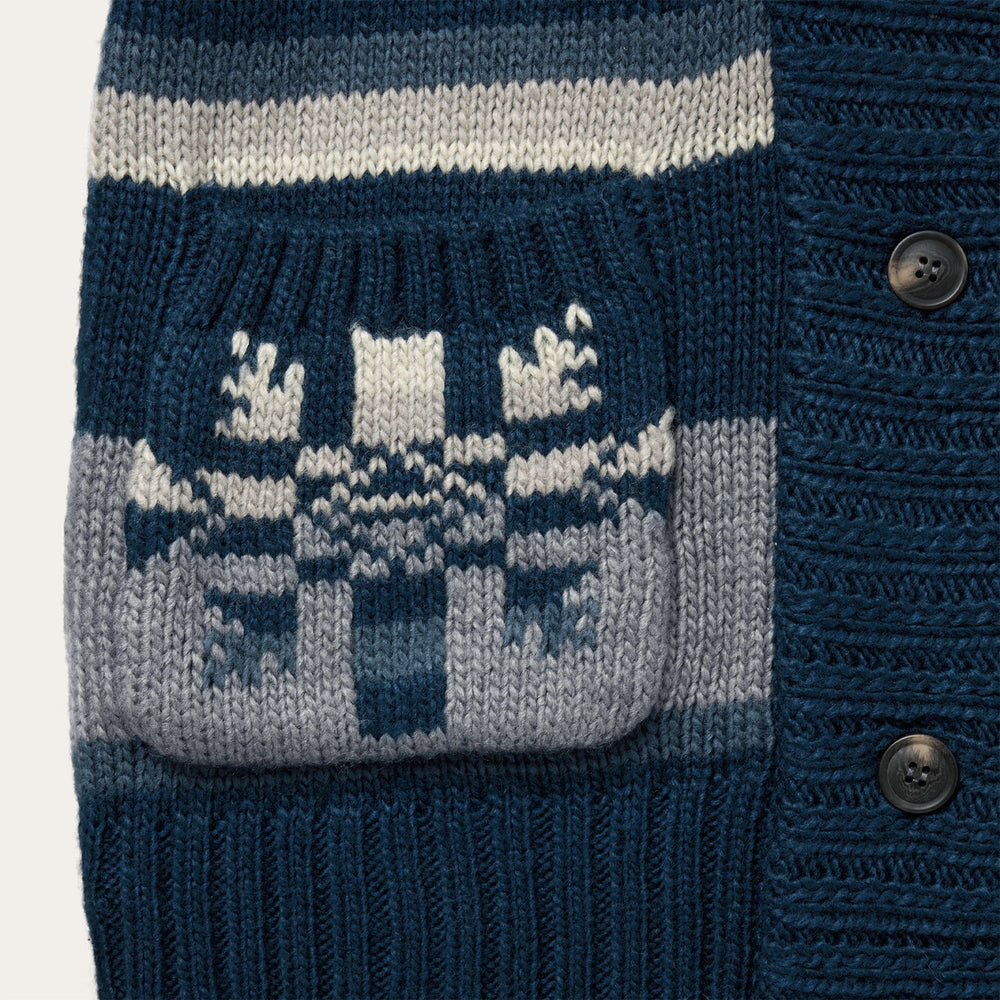 Indigo Aztec Belted Cardigan Blue | Stetson