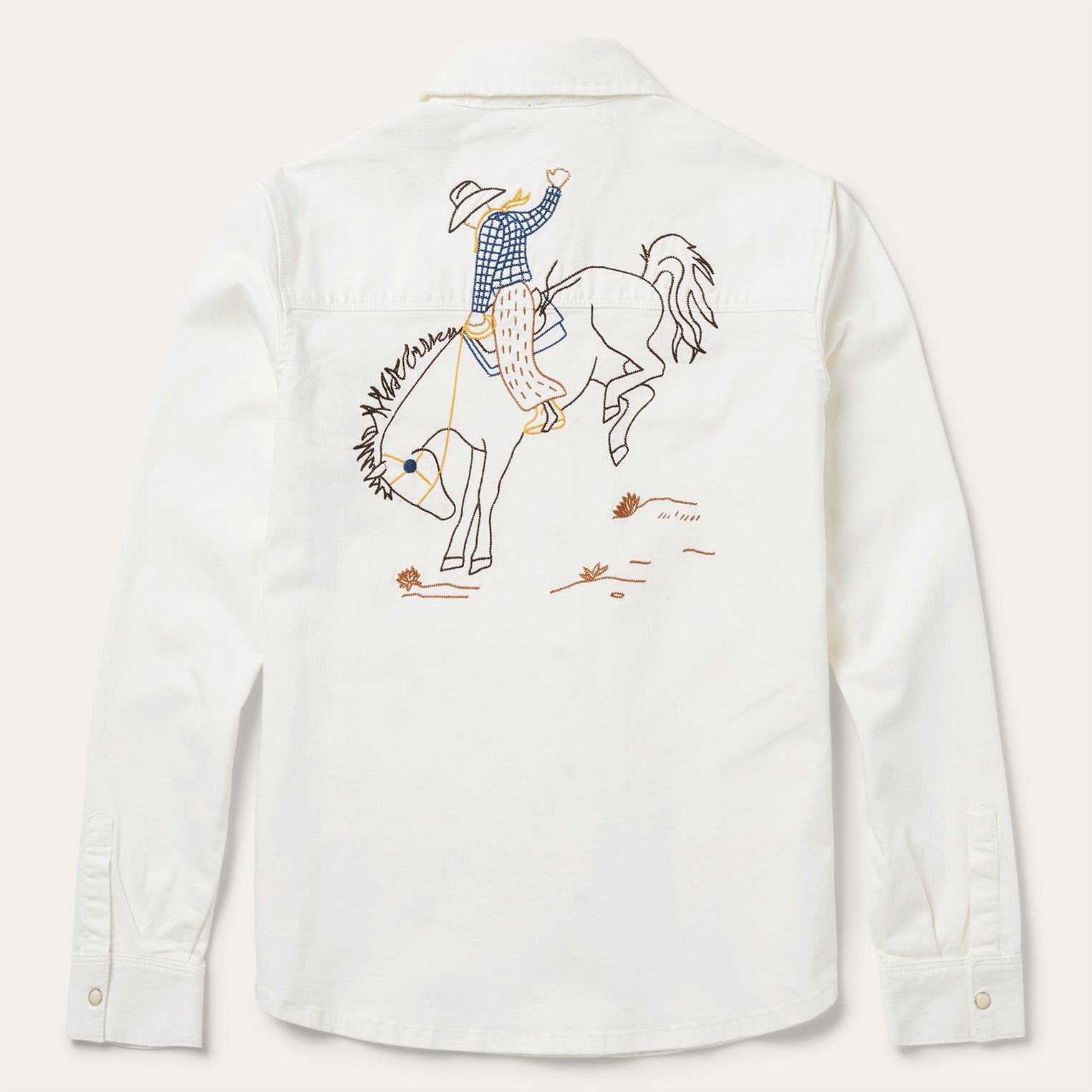 Western Embroidered Denim Shirt White | Stetson