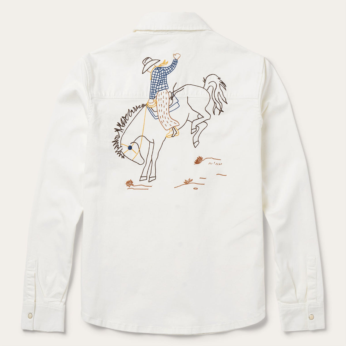 Western Embroidered Denim Shirt White | Stetson