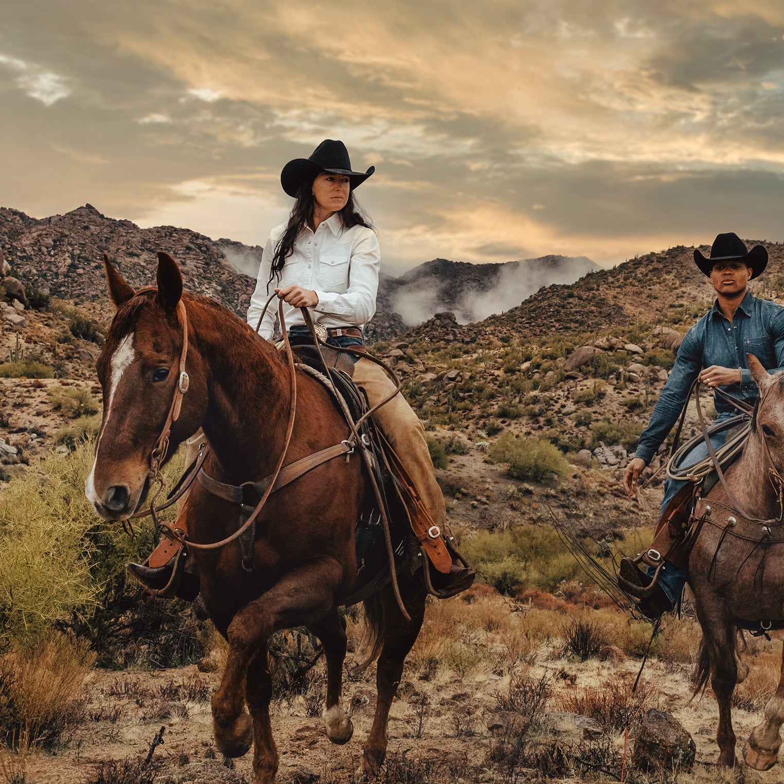 Western Embroidered Denim Shirt White | Stetson