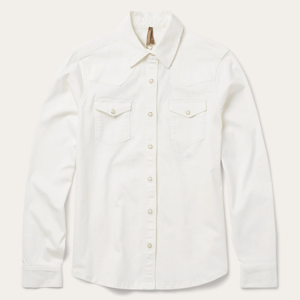 Western Embroidered Denim Shirt White | Stetson
