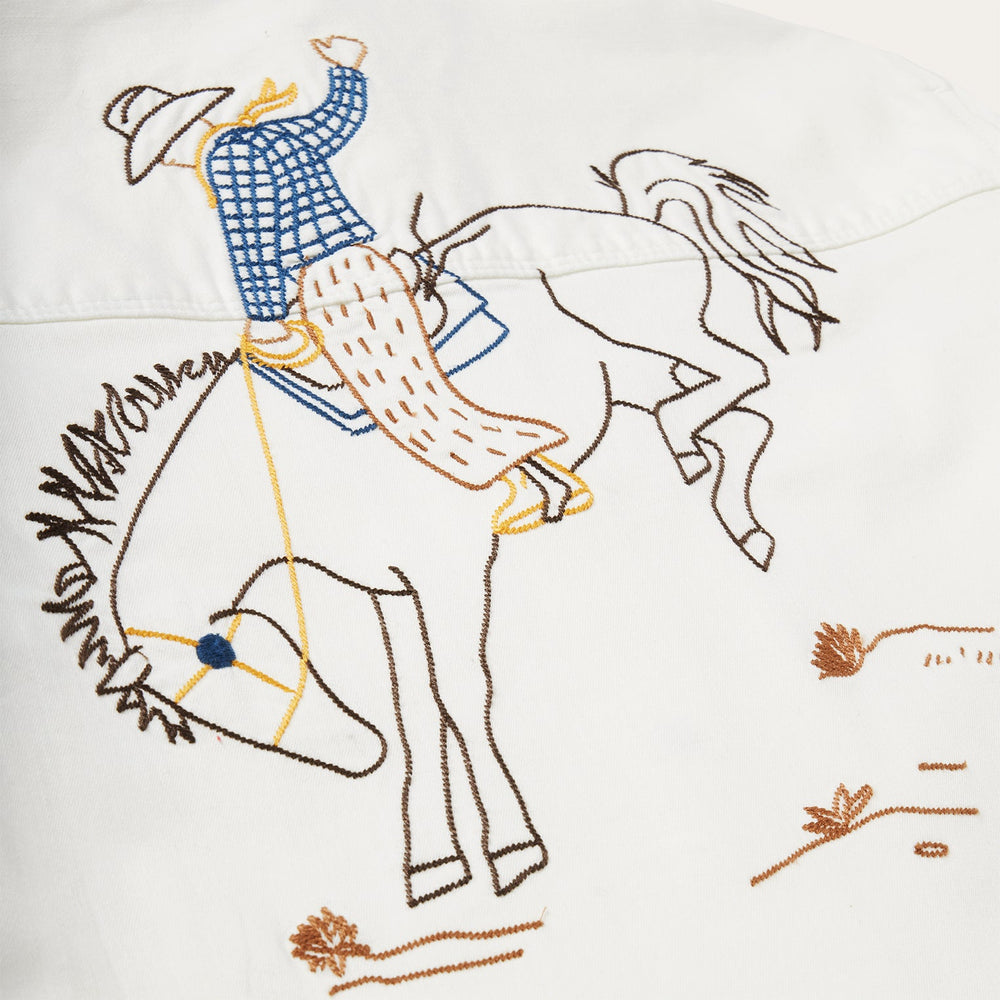 Western Embroidered Denim Shirt White | Stetson