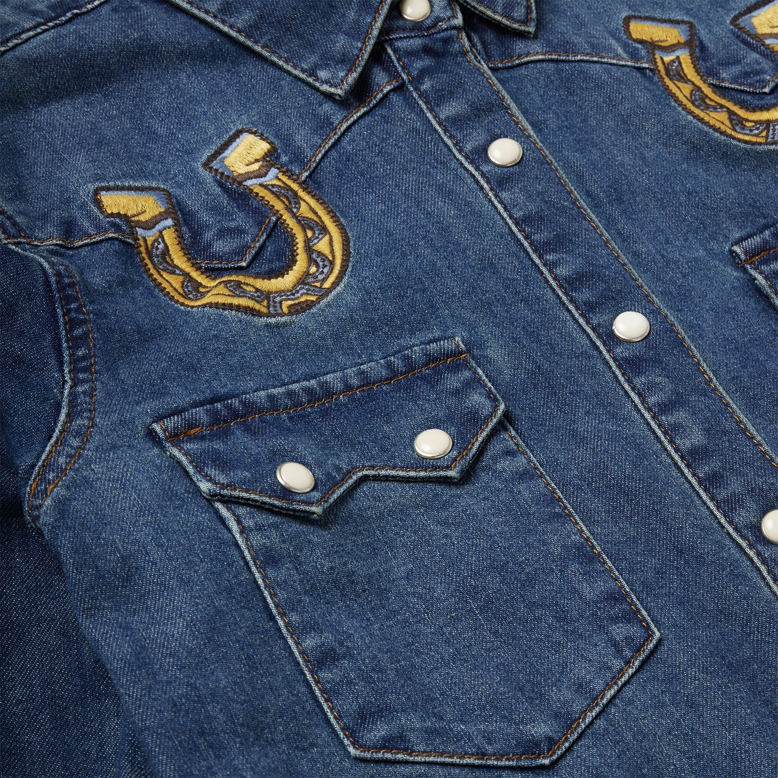 Embroidered Dark Denim Western Shirt Blue | Stetson