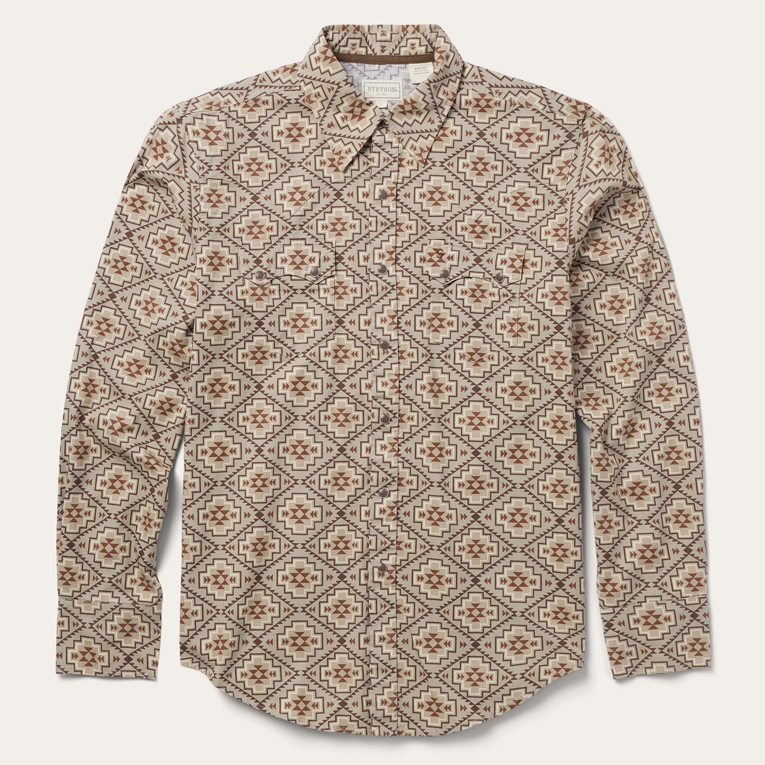 Brown Aztec Poplin Western Shirt Brown | Stetson