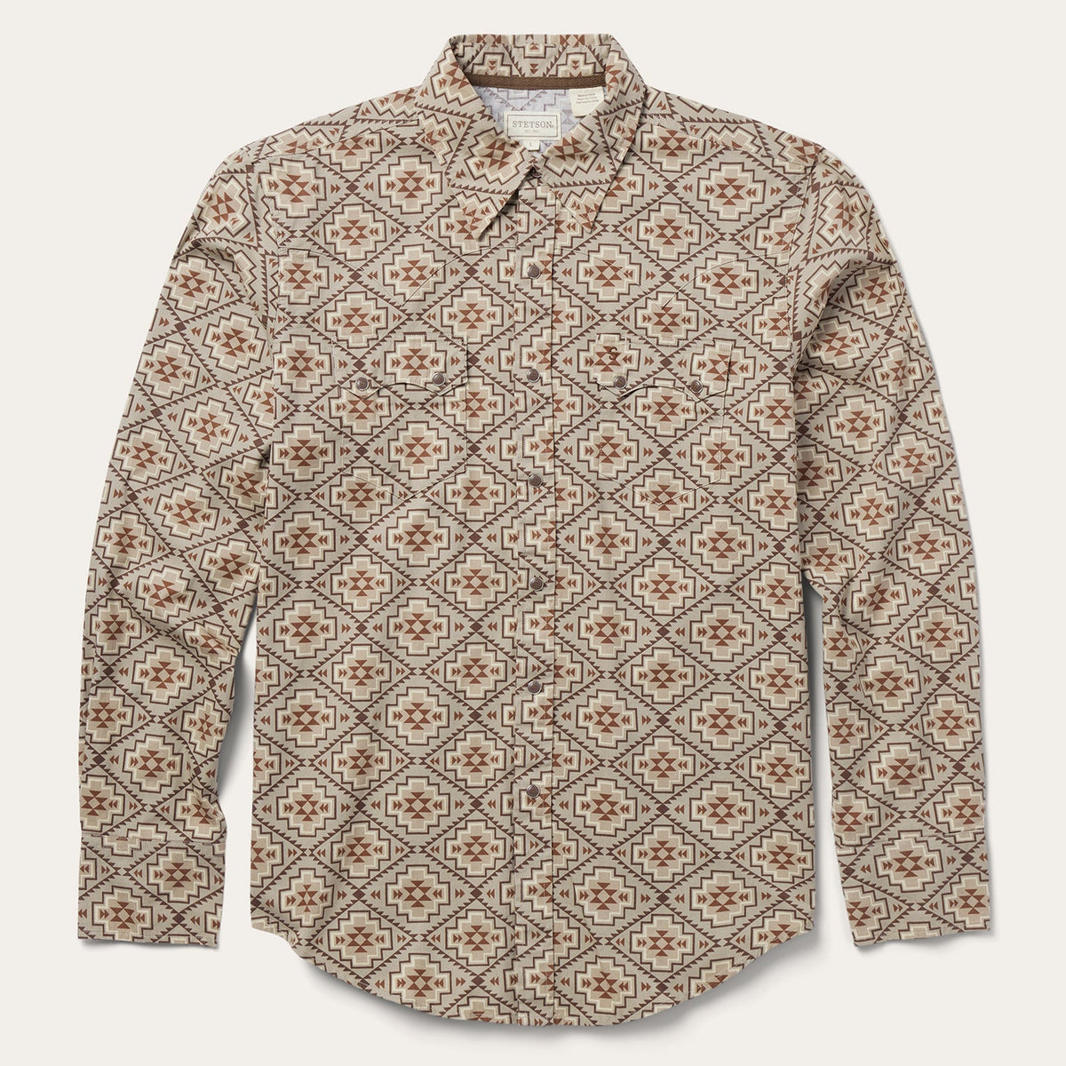 Brown Aztec Poplin Western Shirt Brown | Stetson