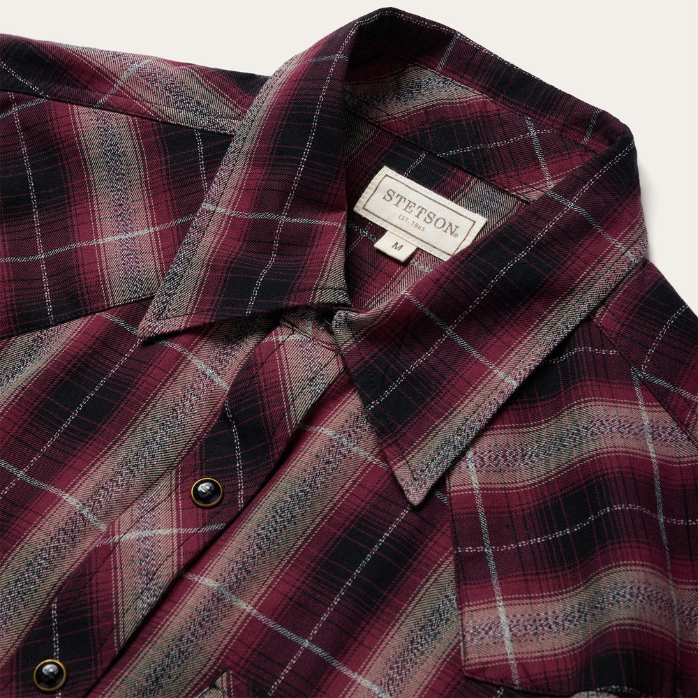 Red Marl Plaid Western Shirt Red | Stetson