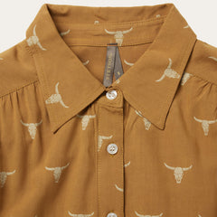 Mojave Longhorn Print Poet Blouse Brown | Stetson