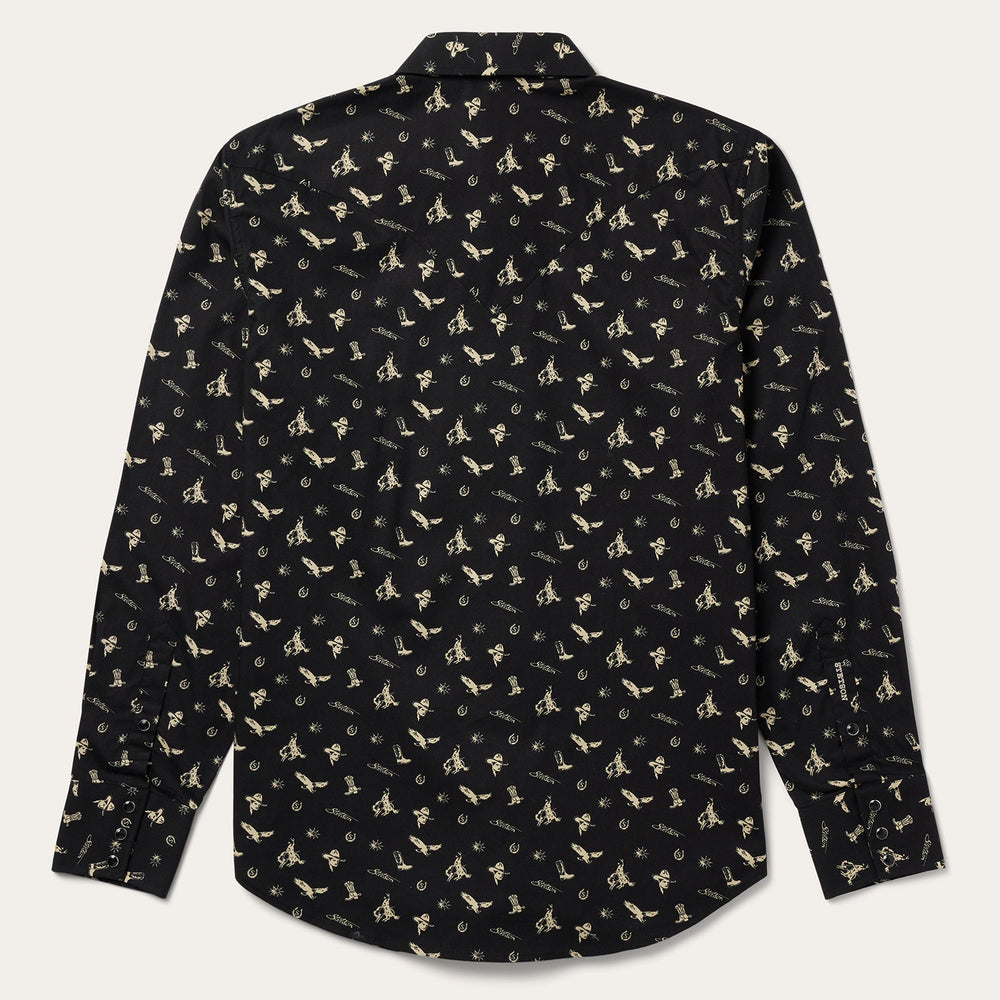 Conversation Print Western Shirt Black | Stetson