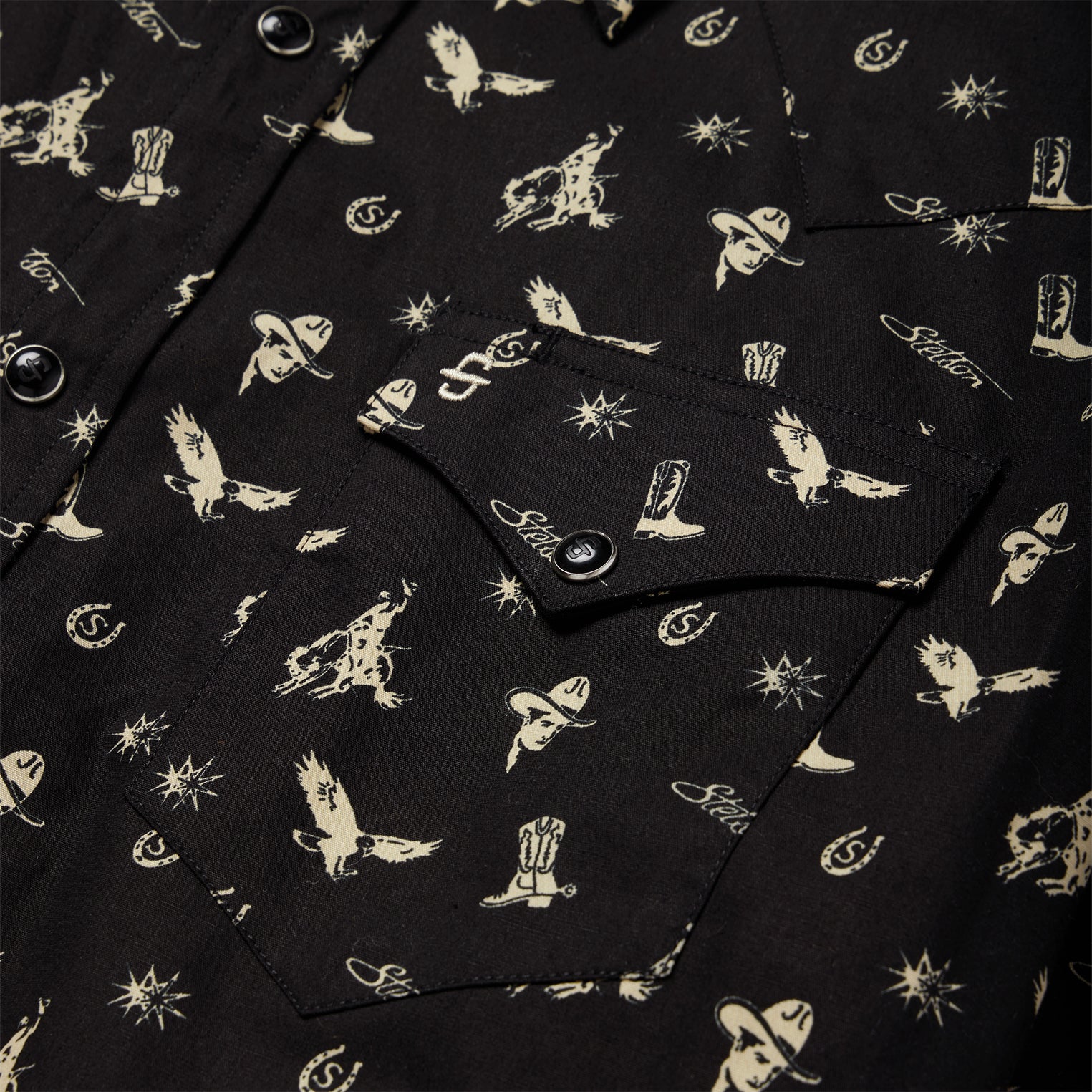 Conversation Print Western Shirt Black | Stetson