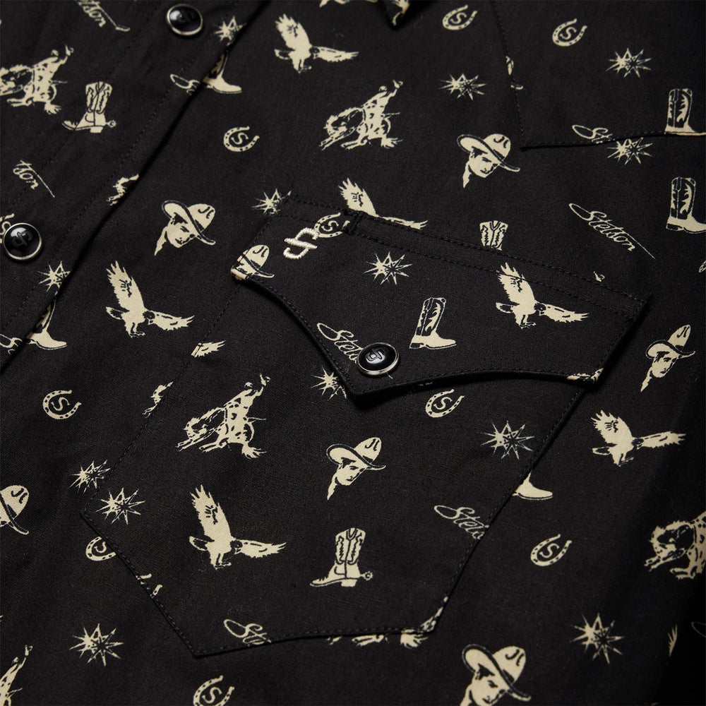 Conversation Print Western Shirt Black | Stetson