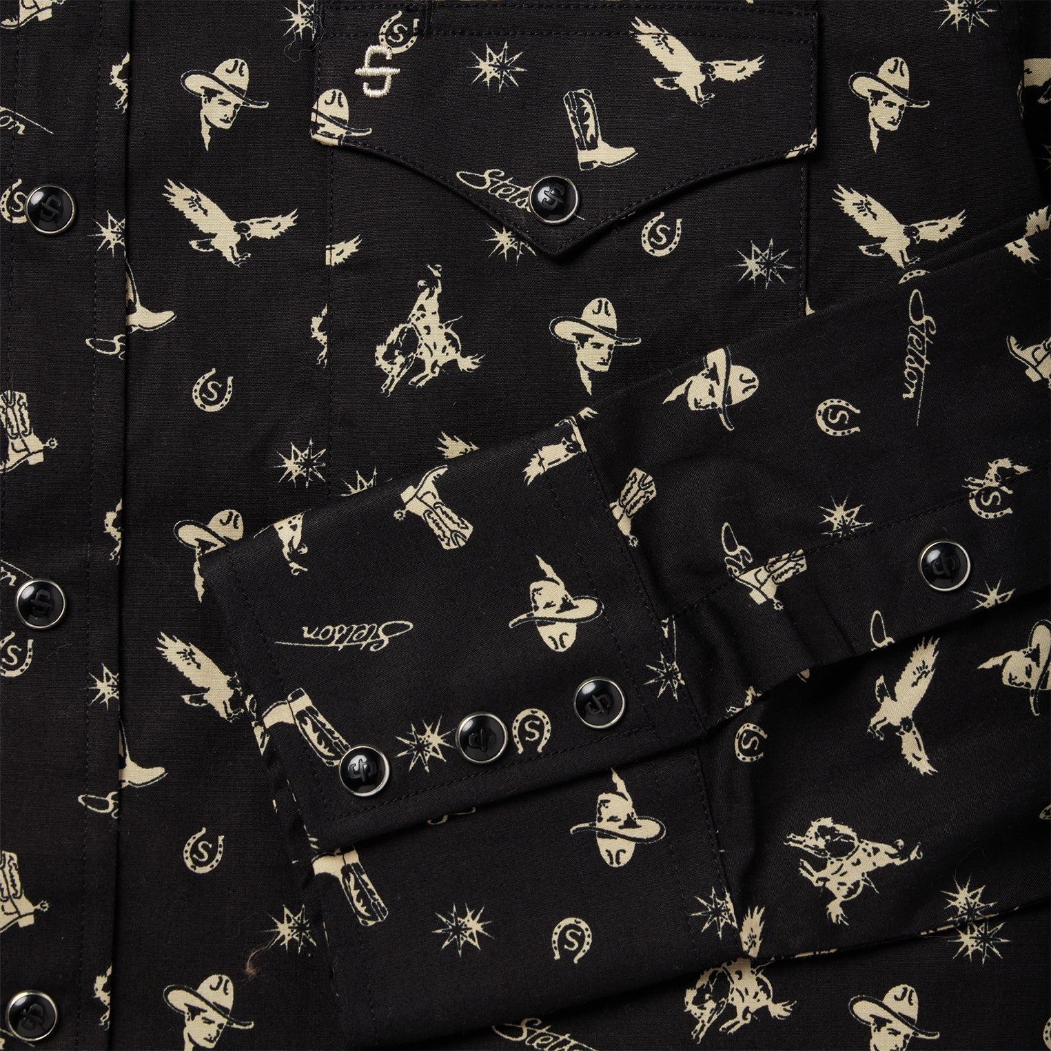 Conversation Print Western Shirt Black | Stetson