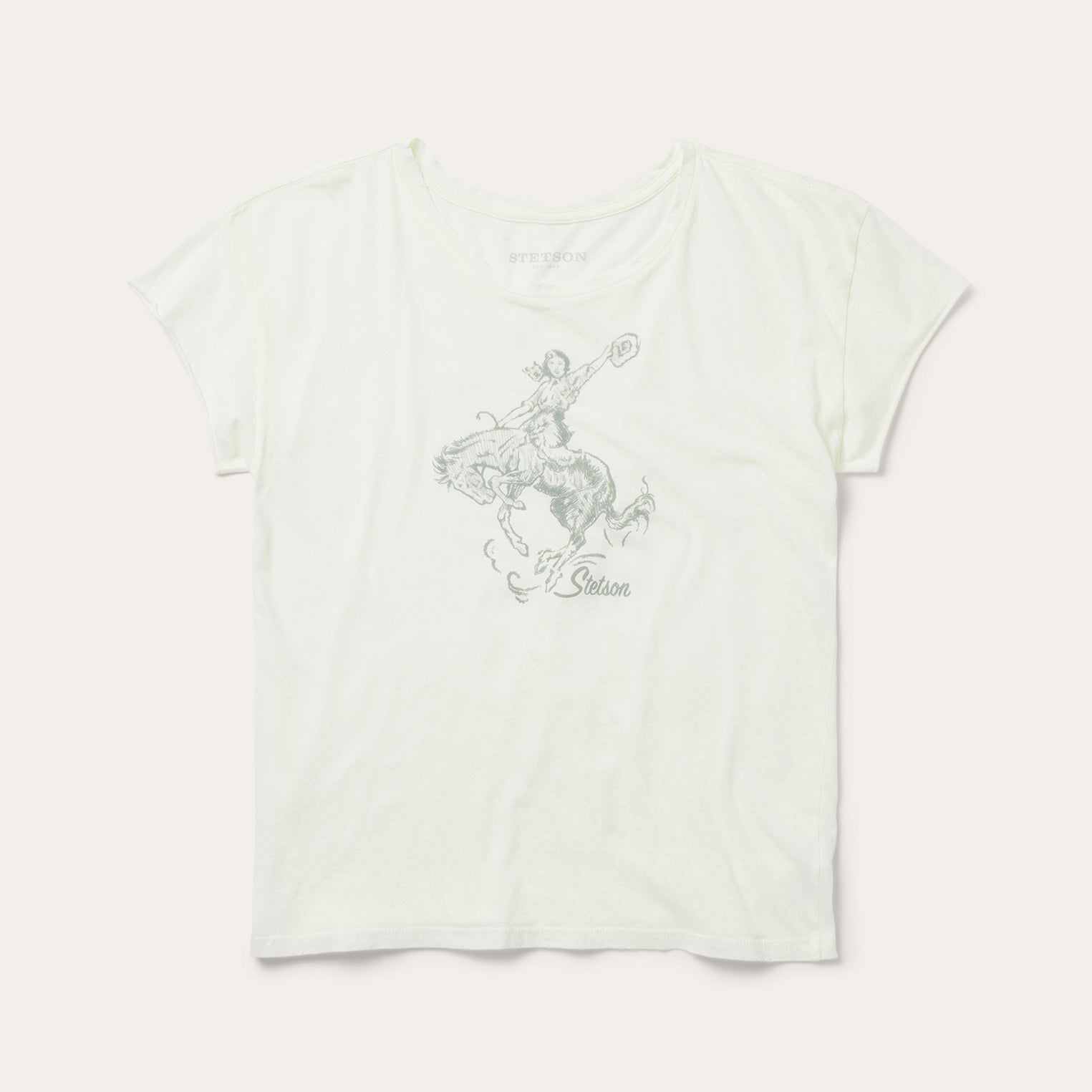 Bucking Cowgirl Graphic Tee White | Stetson