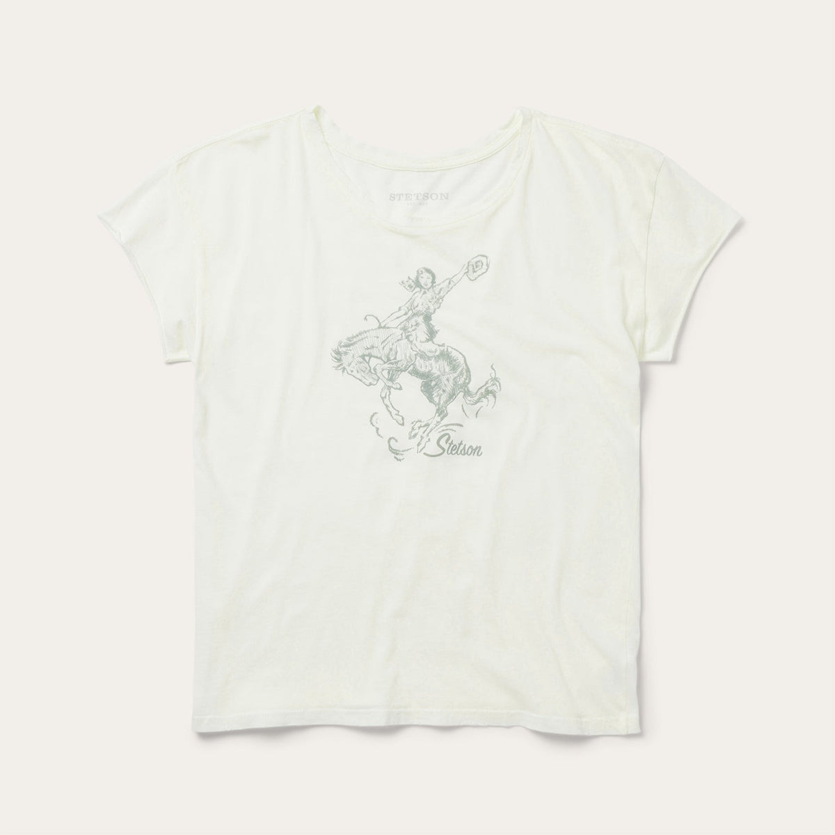 Bucking Cowgirl Graphic Tee White | Stetson
