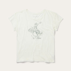 Bucking Cowgirl Graphic Tee White | Stetson