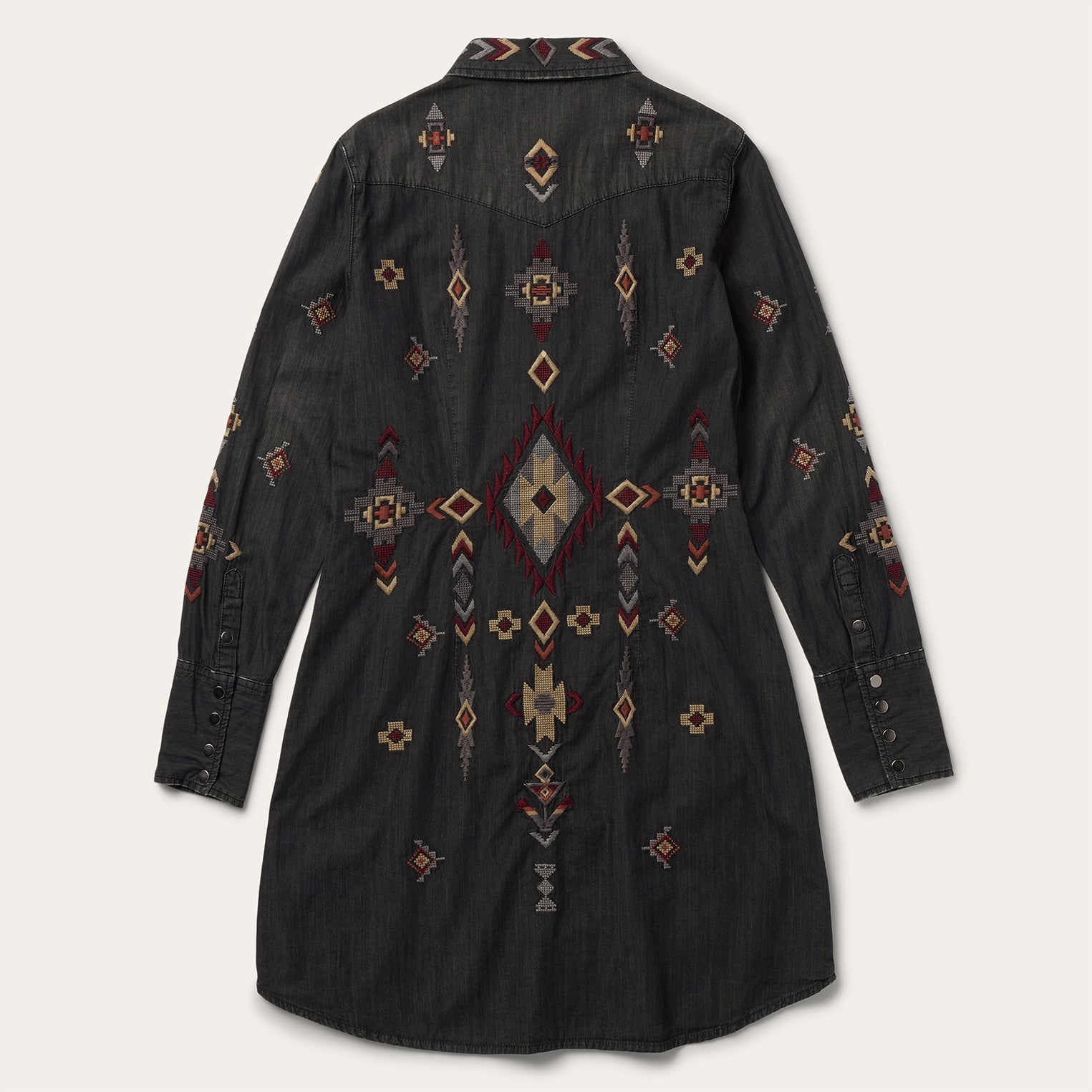 Embroidered Black Denim Shirt Dress Black | Stetson